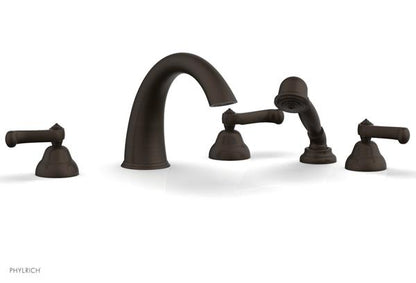 Phylrich - Revere & Savannah Deck Tub Set with Hand Shower Complete Set - Curved Lever Handles