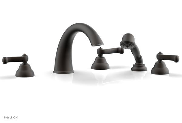 Phylrich - Revere & Savannah Deck Tub Set with Hand Shower Complete Set - Curved Lever Handles
