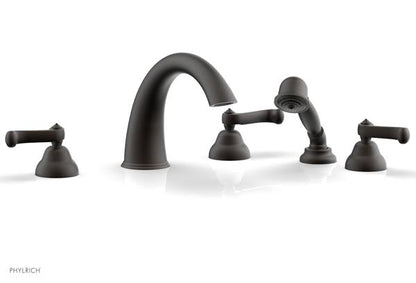 Phylrich - Revere & Savannah Deck Tub Set with Hand Shower Complete Set - Curved Lever Handles