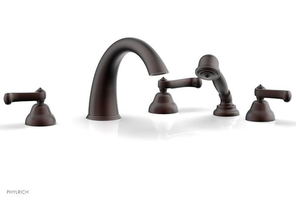Phylrich - Revere & Savannah Deck Tub Set with Hand Shower Complete Set - Curved Lever Handles