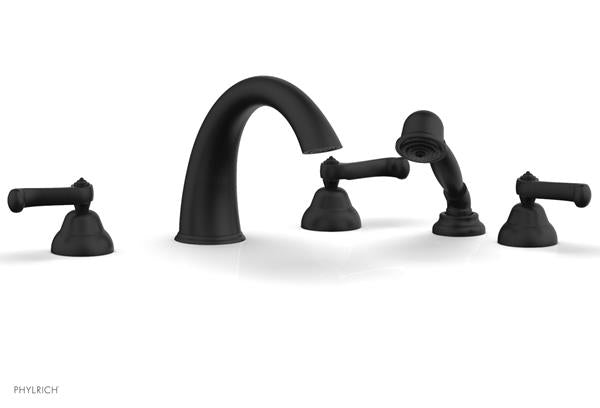 Phylrich - Revere & Savannah Deck Tub Set with Hand Shower Complete Set - Curved Lever Handles