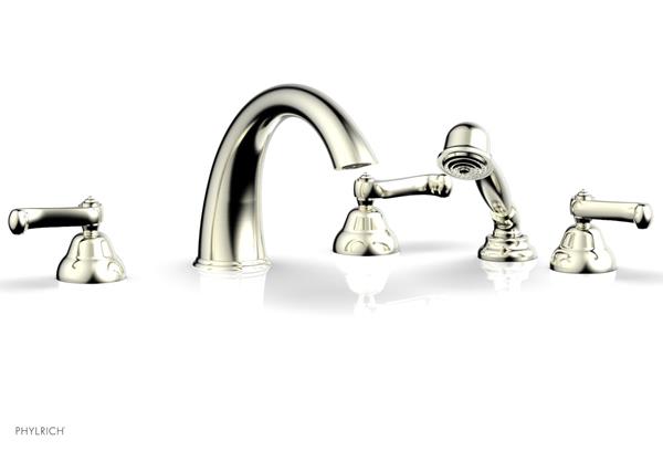 Phylrich - Revere & Savannah Deck Tub Set with Hand Shower Complete Set - Curved Lever Handles