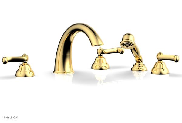 Phylrich - Revere & Savannah Deck Tub Set with Hand Shower Complete Set - Curved Lever Handles