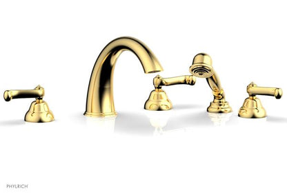 Phylrich - Revere & Savannah Deck Tub Set with Hand Shower Complete Set - Curved Lever Handles