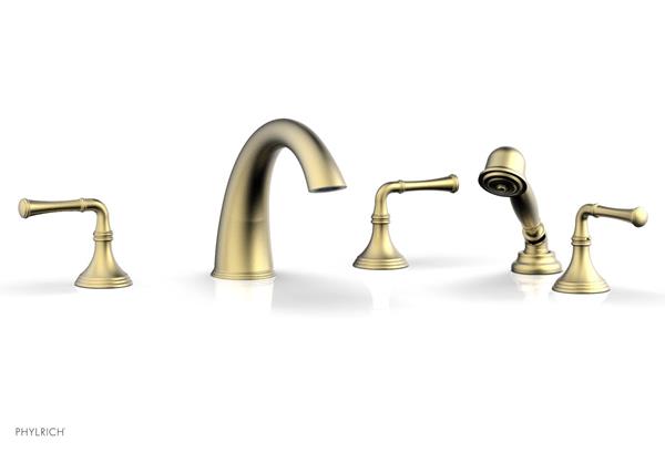 Phylrich - 3Ring Deck Tub Set with Hand Shower  Complete Set - Straight Lever Handles