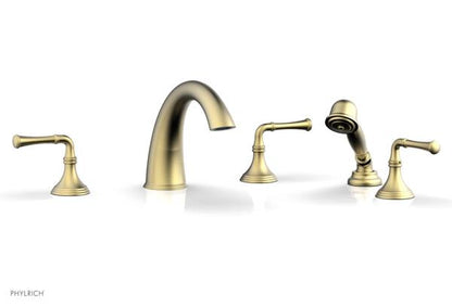 Phylrich - 3Ring Deck Tub Set with Hand Shower  Complete Set - Straight Lever Handles