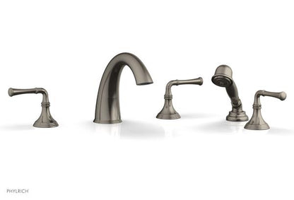 Phylrich - 3Ring Deck Tub Set with Hand Shower  Complete Set - Straight Lever Handles