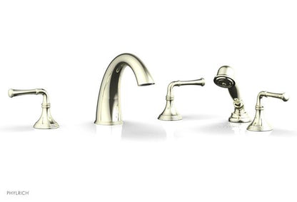 Phylrich - 3Ring Deck Tub Set with Hand Shower  Complete Set - Straight Lever Handles