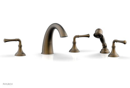Phylrich - 3Ring Deck Tub Set with Hand Shower  Complete Set - Straight Lever Handles