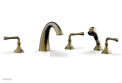 Phylrich - 3Ring Deck Tub Set with Hand Shower  Complete Set - Straight Lever Handles
