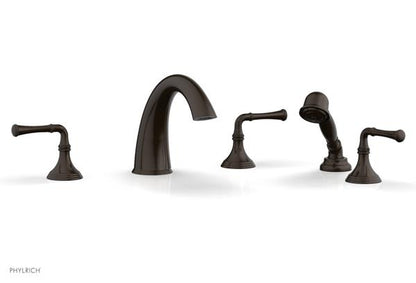 Phylrich - 3Ring Deck Tub Set with Hand Shower  Complete Set - Straight Lever Handles