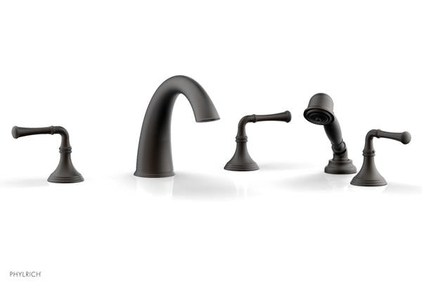 Phylrich - 3Ring Deck Tub Set with Hand Shower  Complete Set - Straight Lever Handles