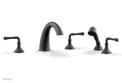 Phylrich - 3Ring Deck Tub Set with Hand Shower  Complete Set - Straight Lever Handles