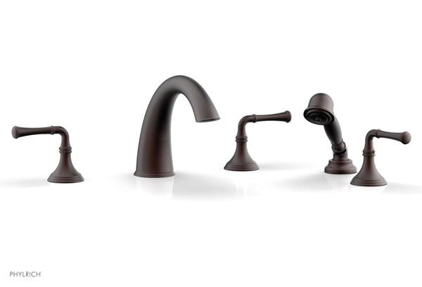 Phylrich - 3Ring Deck Tub Set with Hand Shower  Complete Set - Straight Lever Handles