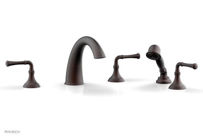 Phylrich - 3Ring Deck Tub Set with Hand Shower  Complete Set - Straight Lever Handles