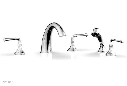 Phylrich - 3Ring Deck Tub Set with Hand Shower  Complete Set - Straight Lever Handles