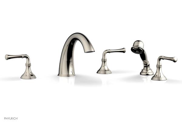 Phylrich - 3Ring Deck Tub Set with Hand Shower  Complete Set - Straight Lever Handles