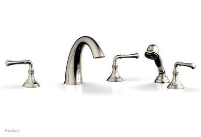 Phylrich - 3Ring Deck Tub Set with Hand Shower  Complete Set - Straight Lever Handles