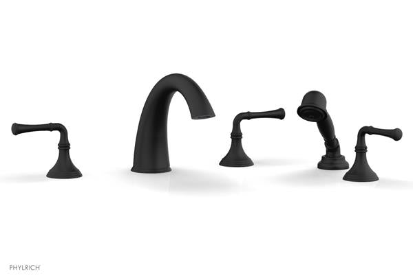 Phylrich - 3Ring Deck Tub Set with Hand Shower  Complete Set - Straight Lever Handles