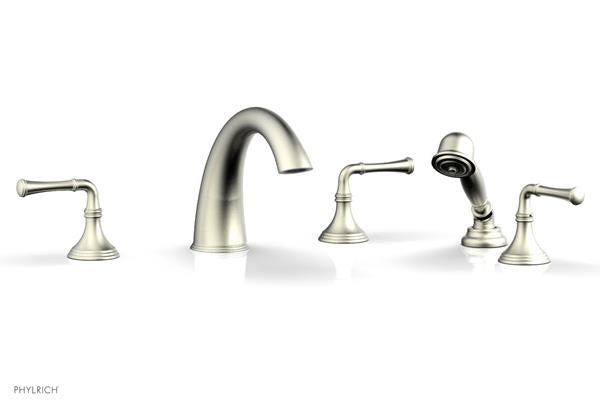 Phylrich - 3Ring Deck Tub Set with Hand Shower  Complete Set - Straight Lever Handles