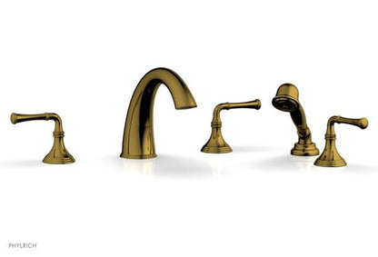 Phylrich - 3Ring Deck Tub Set with Hand Shower  Complete Set - Straight Lever Handles