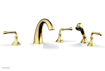 Phylrich - 3Ring Deck Tub Set with Hand Shower  Complete Set - Straight Lever Handles