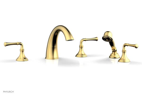 Phylrich - 3Ring Deck Tub Set with Hand Shower  Complete Set - Straight Lever Handles