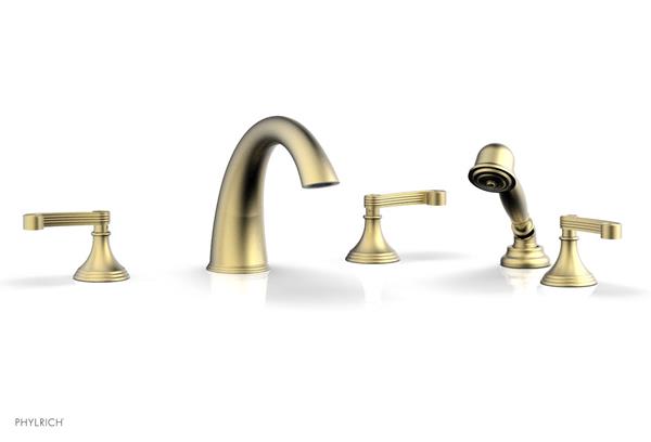 Phylrich - 3Ring Deck Tub Set with Hand Shower  Complete Set - Curved Lever Handles