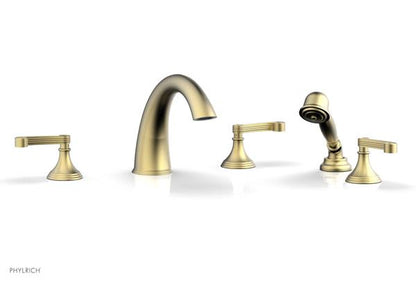 Phylrich - 3Ring Deck Tub Set with Hand Shower  Complete Set - Curved Lever Handles