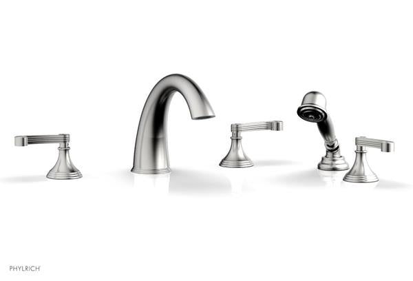 Phylrich - 3Ring Deck Tub Set with Hand Shower  Complete Set - Curved Lever Handles