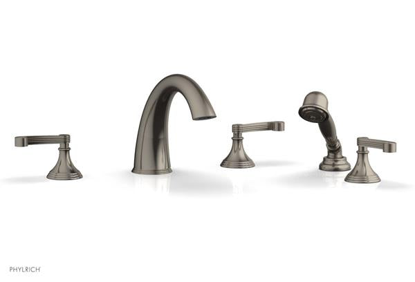 Phylrich - 3Ring Deck Tub Set with Hand Shower  Complete Set - Curved Lever Handles