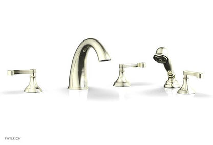 Phylrich - 3Ring Deck Tub Set with Hand Shower  Complete Set - Curved Lever Handles
