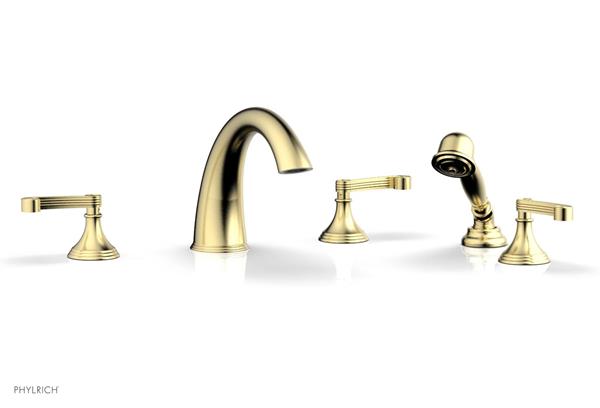 Phylrich - 3Ring Deck Tub Set with Hand Shower  Complete Set - Curved Lever Handles