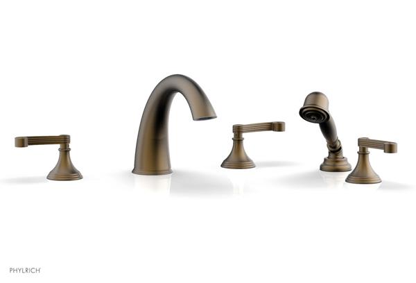 Phylrich - 3Ring Deck Tub Set with Hand Shower  Complete Set - Curved Lever Handles