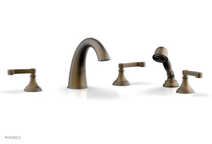 Phylrich - 3Ring Deck Tub Set with Hand Shower  Complete Set - Curved Lever Handles