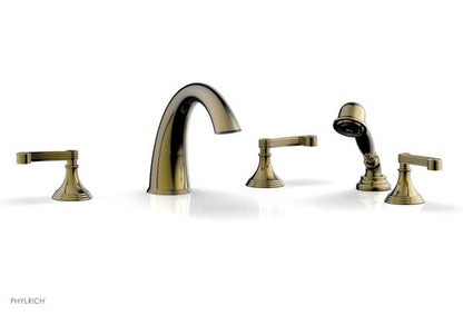 Phylrich - 3Ring Deck Tub Set with Hand Shower  Complete Set - Curved Lever Handles