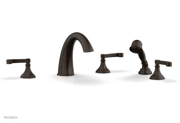 Phylrich - 3Ring Deck Tub Set with Hand Shower  Complete Set - Curved Lever Handles