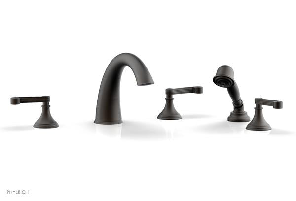 Phylrich - 3Ring Deck Tub Set with Hand Shower  Complete Set - Curved Lever Handles