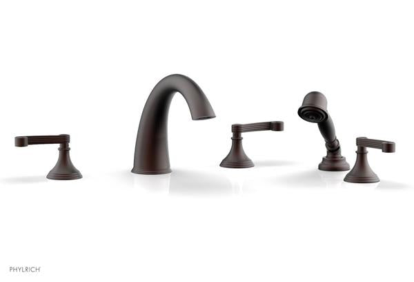 Phylrich - 3Ring Deck Tub Set with Hand Shower  Complete Set - Curved Lever Handles