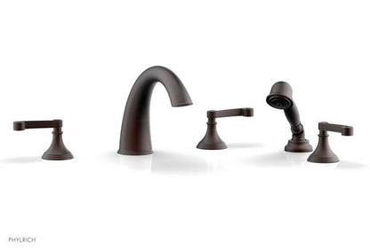 Phylrich - 3Ring Deck Tub Set with Hand Shower  Complete Set - Curved Lever Handles