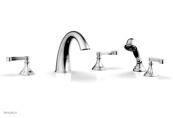 Phylrich - 3Ring Deck Tub Set with Hand Shower  Complete Set - Curved Lever Handles