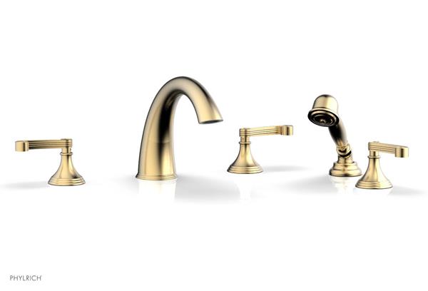 Phylrich - 3Ring Deck Tub Set with Hand Shower  Complete Set - Curved Lever Handles