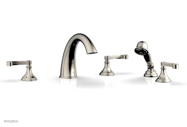 Phylrich - 3Ring Deck Tub Set with Hand Shower  Complete Set - Curved Lever Handles