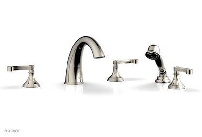 Phylrich - 3Ring Deck Tub Set with Hand Shower  Complete Set - Curved Lever Handles