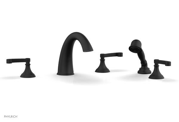 Phylrich - 3Ring Deck Tub Set with Hand Shower  Complete Set - Curved Lever Handles