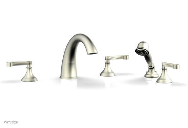Phylrich - 3Ring Deck Tub Set with Hand Shower  Complete Set - Curved Lever Handles