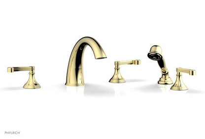 Phylrich - 3Ring Deck Tub Set with Hand Shower  Complete Set - Curved Lever Handles