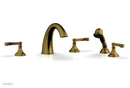 Phylrich - 3Ring Deck Tub Set with Hand Shower  Complete Set - Curved Lever Handles