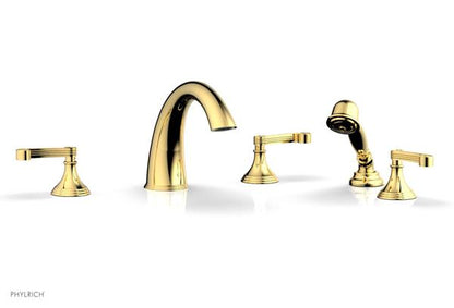 Phylrich - 3Ring Deck Tub Set with Hand Shower  Complete Set - Curved Lever Handles