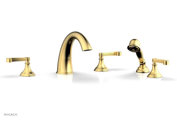 Phylrich - 3Ring Deck Tub Set with Hand Shower  Complete Set - Curved Lever Handles
